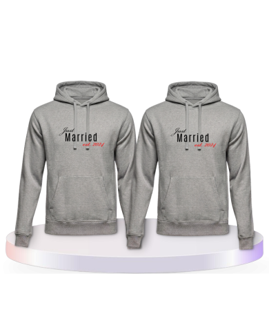 Partnerlook Hoodies mit Just married mit Wunschjahr | Paarpulli