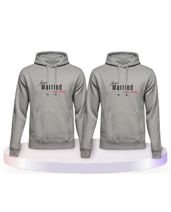 Partnerlook Hoodies mit Just married mit Wunschjahr | Paarpulli