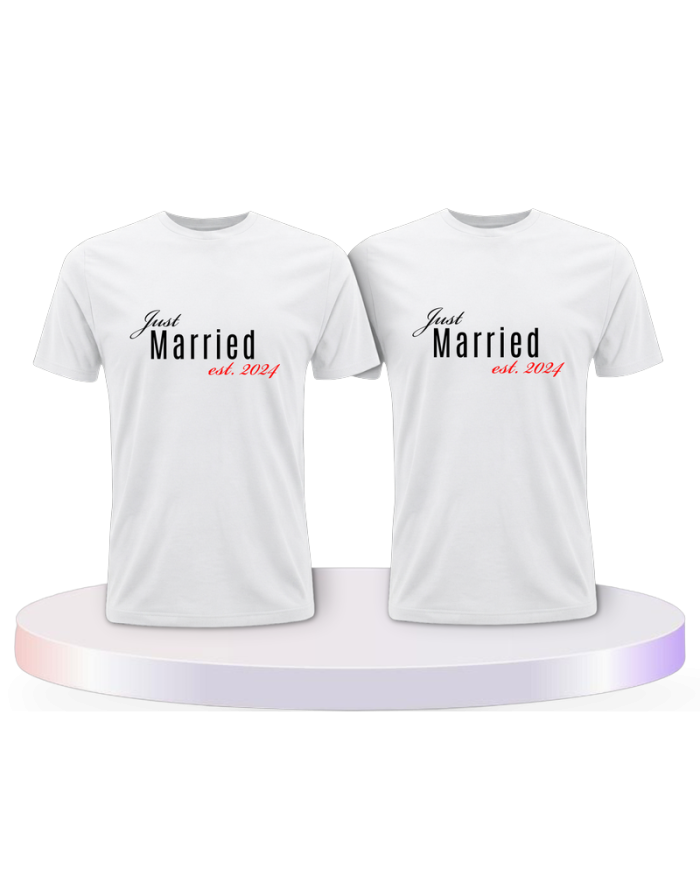 Gemeinsamer Look: Just married mit Wunschjahr T-Shirts | Paarpulli