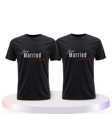 Gemeinsamer Look: Just married mit Wunschjahr T-Shirts | Paarpulli
