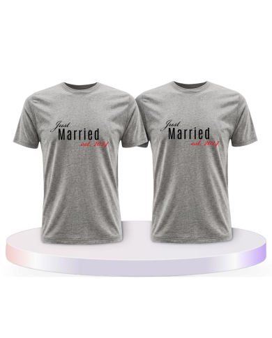 Gemeinsamer Look: Just married mit Wunschjahr T-Shirts | Paarpulli