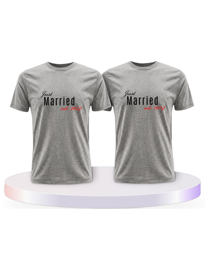 Gemeinsamer Look: Just married mit Wunschjahr T-Shirts | Paarpulli