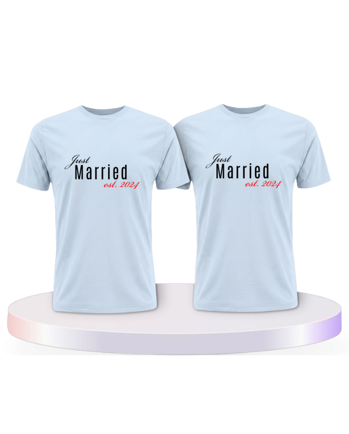 Gemeinsamer Look: Just married mit Wunschjahr T-Shirts | Paarpulli