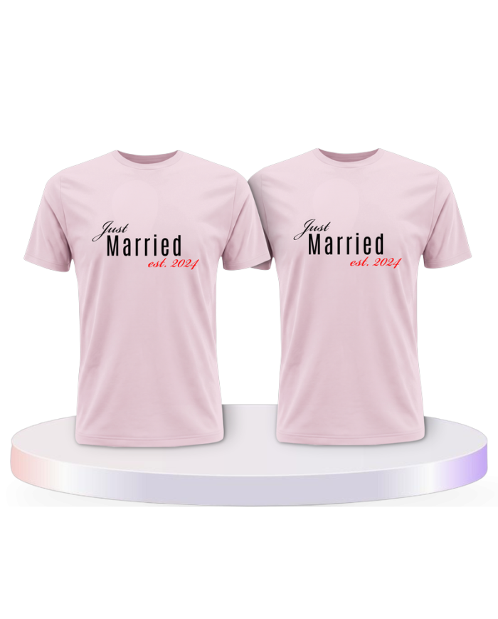 Gemeinsamer Look: Just married mit Wunschjahr T-Shirts | Paarpulli