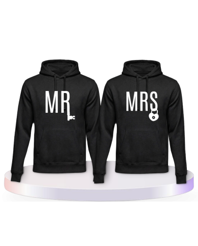 Mr. und Mrs. mit Schloss und Schlüssel Pärchen Hoodies | Paarpulli