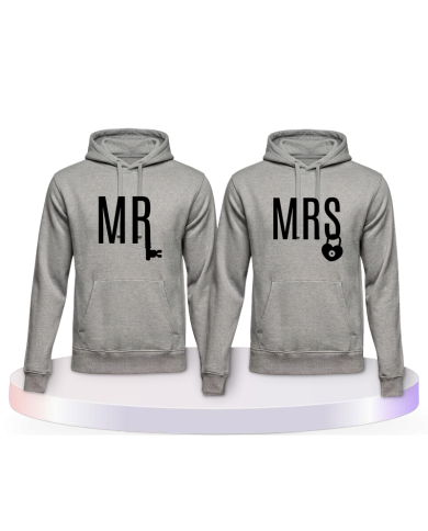 Mr. und Mrs. mit Schloss und Schlüssel Pärchen Hoodies | Paarpulli