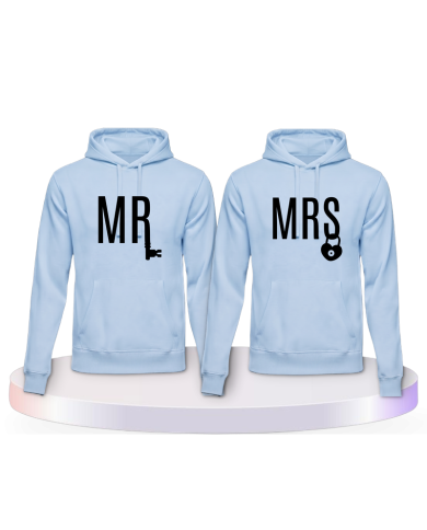 Mr. und Mrs. mit Schloss und Schlüssel Pärchen Hoodies | Paarpulli