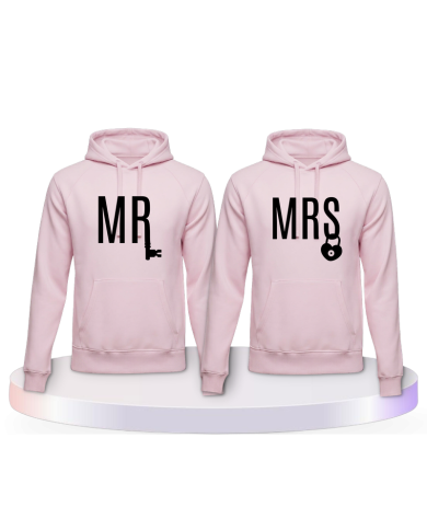 Mr. und Mrs. mit Schloss und Schlüssel Pärchen Hoodies | Paarpulli