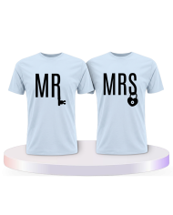 Mr. und Mrs. mit Schloss und Schlüssel Pärchen T-Shirts | Paarpulli