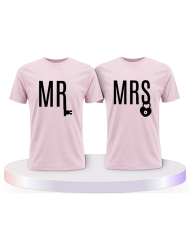 Mr. und Mrs. mit Schloss und Schlüssel Pärchen T-Shirts | Paarpulli