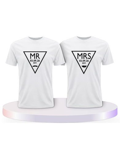 Mr. und Mrs. T Shirts mit Wunschdatum Pärchen T-Shirts | Paarpulli