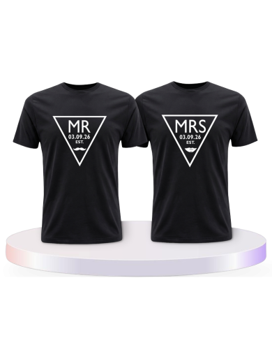 Mr. und Mrs. T Shirts mit Wunschdatum Pärchen T-Shirts | Paarpulli