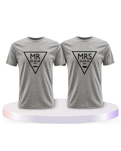 Mr. und Mrs. T Shirts mit Wunschdatum Pärchen T-Shirts | Paarpulli