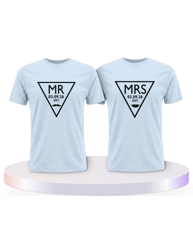 Mr. und Mrs. T Shirts mit Wunschdatum Pärchen T-Shirts | Paarpulli