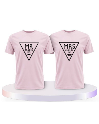 Mr. und Mrs. T Shirts mit Wunschdatum Pärchen T-Shirts | Paarpulli