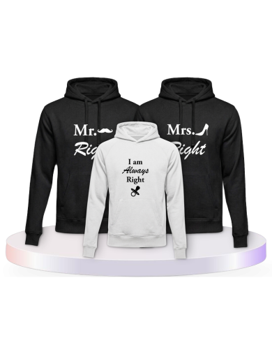 Familien Hoodies Mr. Mrs. & Always Right