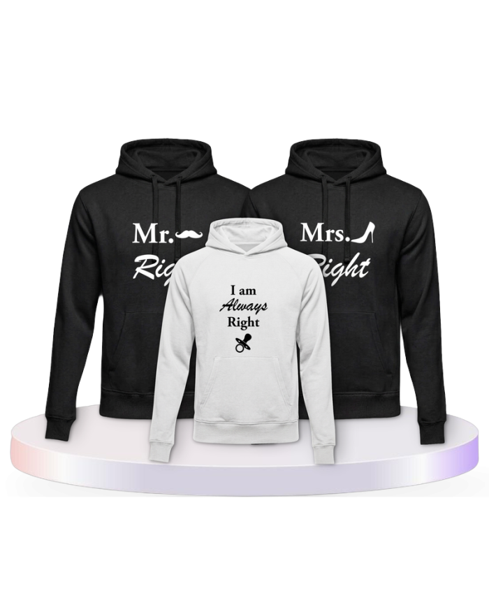 Familien Hoodies Mr. Mrs. & Always Right