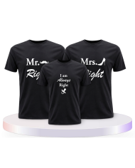 T Shirts bedruckt mit Mr. Mrs. und Always Right Familien | Paarpulli