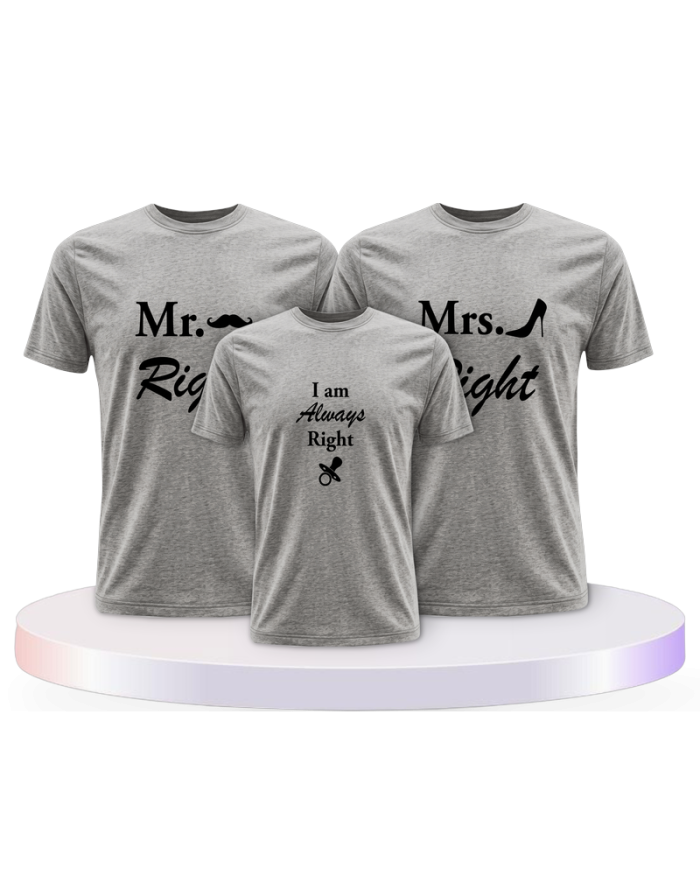T Shirts bedruckt mit Mr. Mrs. und Always Right Familien | Paarpulli