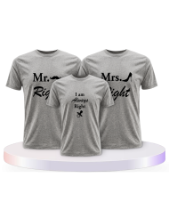 T Shirts bedruckt mit Mr. Mrs. und Always Right Familien | Paarpulli