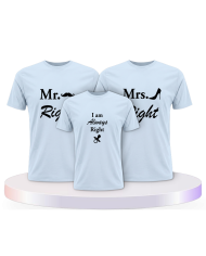 T Shirts bedruckt mit Mr. Mrs. und Always Right Familien | Paarpulli