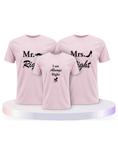 T Shirts bedruckt mit Mr. Mrs. und Always Right Familien | Paarpulli