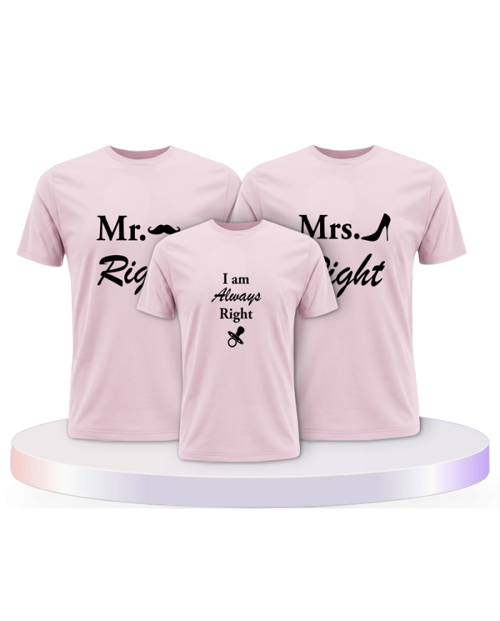 T Shirts bedruckt mit Mr. Mrs. und Always Right Familien | Paarpulli