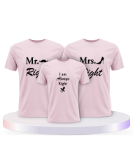 T Shirts bedruckt mit Mr. Mrs. und Always Right Familien | Paarpulli