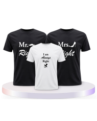 T Shirts bedruckt mit Mr. Mrs. und Always Right Familien | Paarpulli