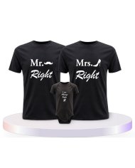 Familienlook T-Shirts mit Mr. Mrs. und Always Right | Paarpulli