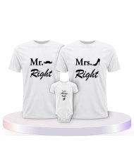 Familienlook T-Shirts mit Mr. Mrs. und Always Right | Paarpulli