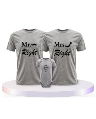 Familienlook T-Shirts mit Mr. Mrs. und Always Right | Paarpulli