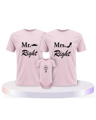 Familienlook T-Shirts mit Mr. Mrs. und Always Right | Paarpulli