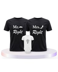 Familienlook T-Shirts mit Mr. Mrs. und Always Right | Paarpulli