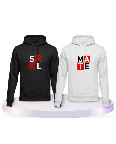 Soul Mate Kasten rot für Seelenverwandte Pärchen Hoodies | Paarpulli