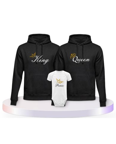 Familienlook Hoodies mit King Queen Prince Oder Princess | Paarpulli