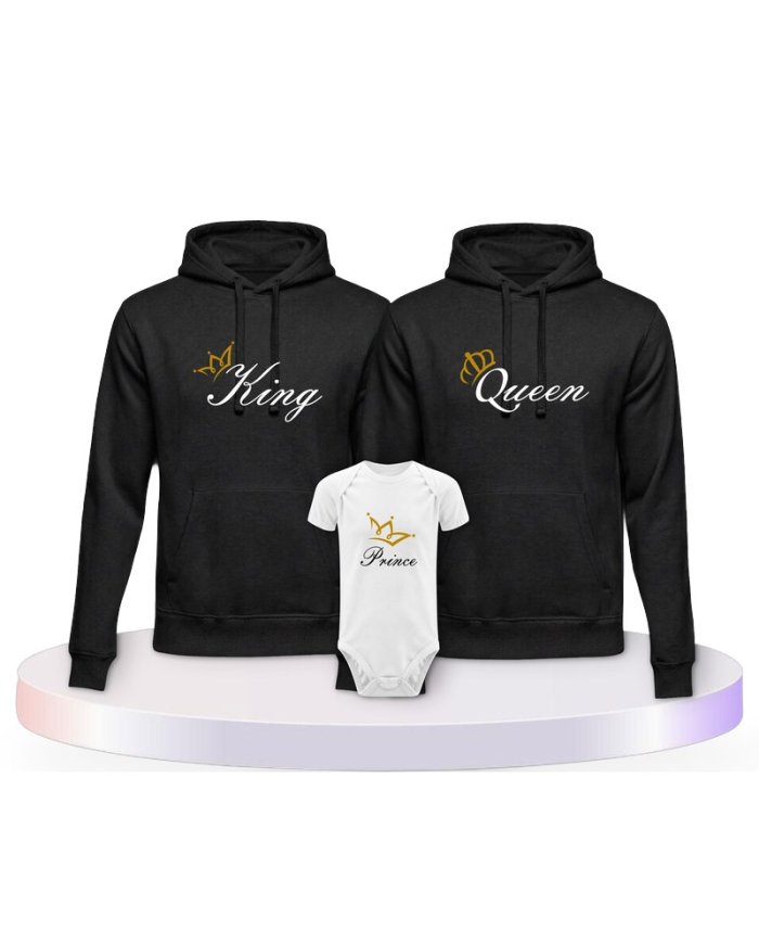 Familienlook Hoodies mit King Queen Prince Oder Princess | Paarpulli