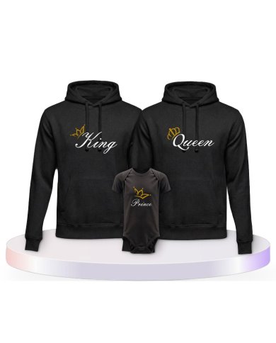 Familienlook Hoodies mit King Queen Prince Oder Princess | Paarpulli