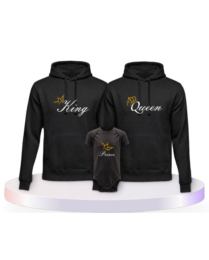 Familienlook Hoodies mit King Queen Prince Oder Princess | Paarpulli