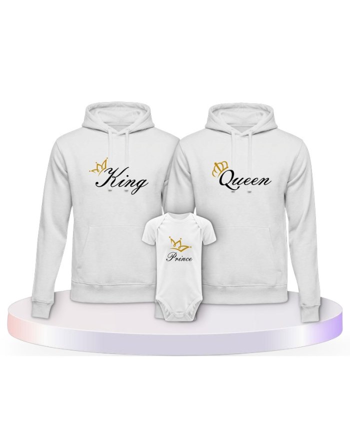 Familienlook Hoodies mit King Queen Prince Oder Princess | Paarpulli