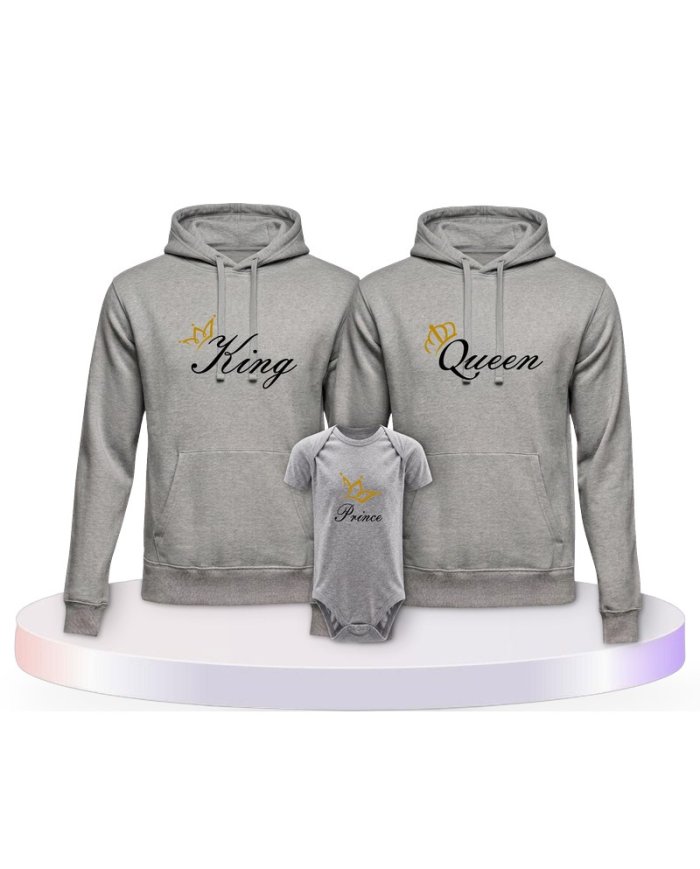 Familienlook Hoodies mit King Queen Prince Oder Princess | Paarpulli