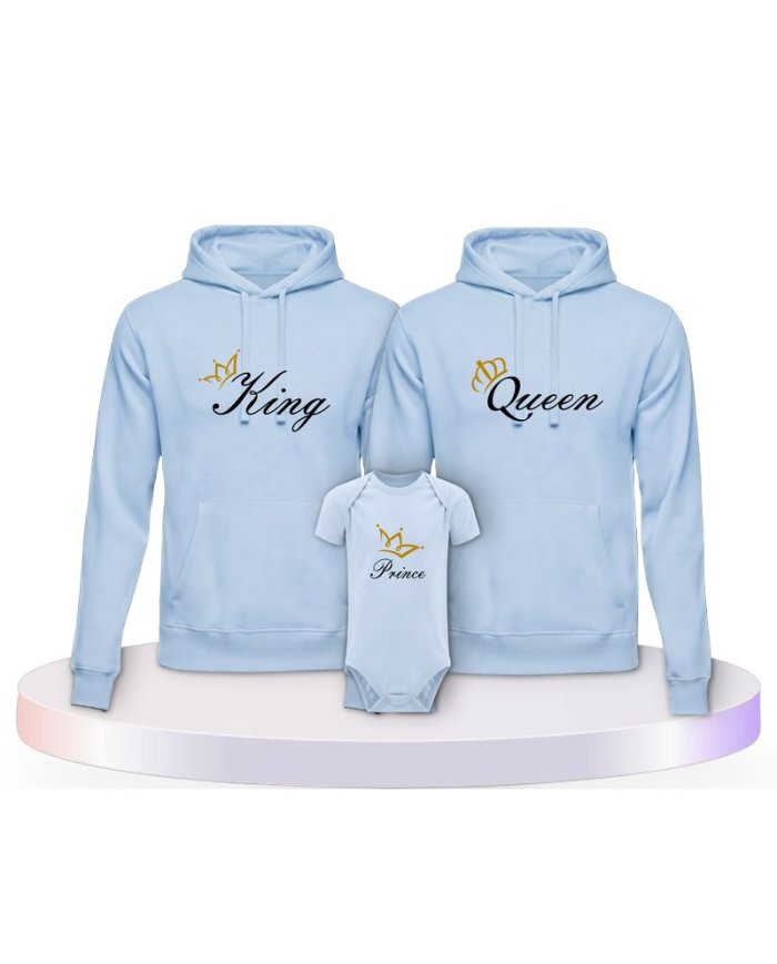 Familienlook Hoodies mit King Queen Prince Oder Princess | Paarpulli