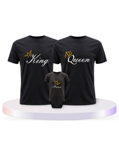 Familienlook T-Shirts mit King Queen Prince Oder Princess | Paarpulli
