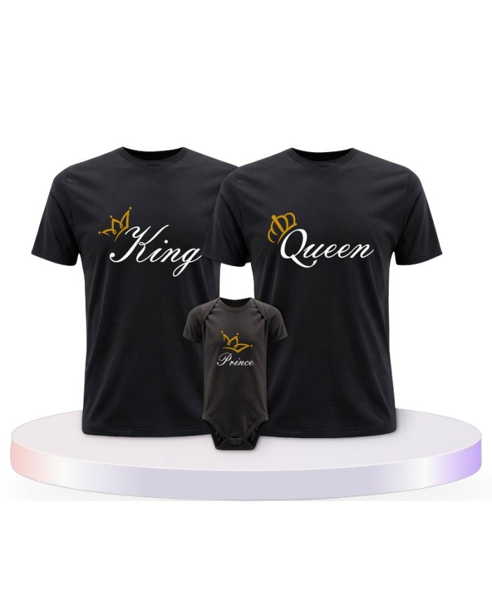 Familienlook T-Shirts mit King Queen Prince Oder Princess | Paarpulli