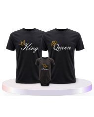 Familienlook T-Shirts mit King Queen Prince Oder Princess | Paarpulli