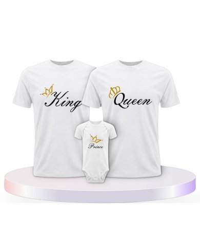 Familienlook T-Shirts mit King Queen Prince Oder Princess | Paarpulli
