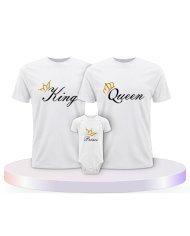 Familienlook T-Shirts mit King Queen Prince Oder Princess | Paarpulli