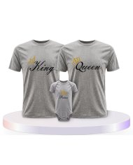 Familienlook T-Shirts mit King Queen Prince Oder Princess | Paarpulli