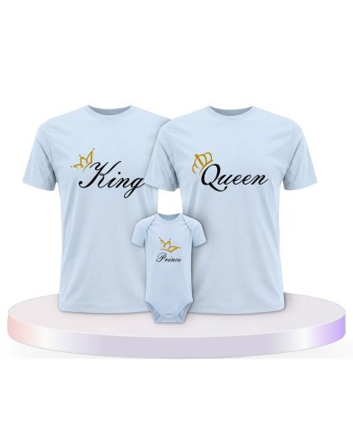 Familienlook T-Shirts mit King Queen Prince Oder Princess | Paarpulli