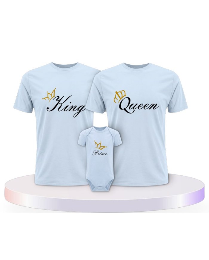 Familienlook T-Shirts mit King Queen Prince Oder Princess | Paarpulli